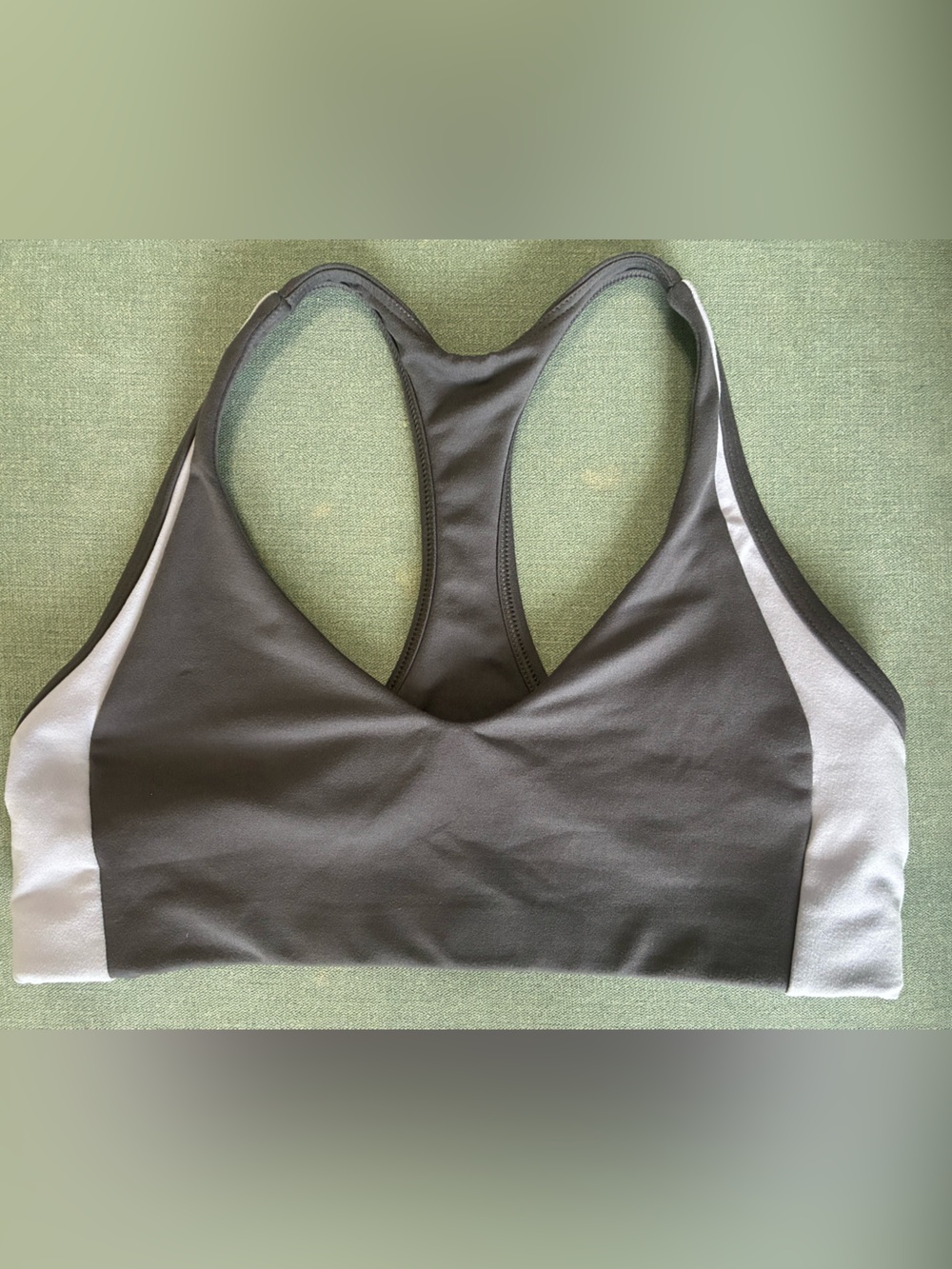 Fleo Charcoal and Light Gray Racerback Sports Bra contrast